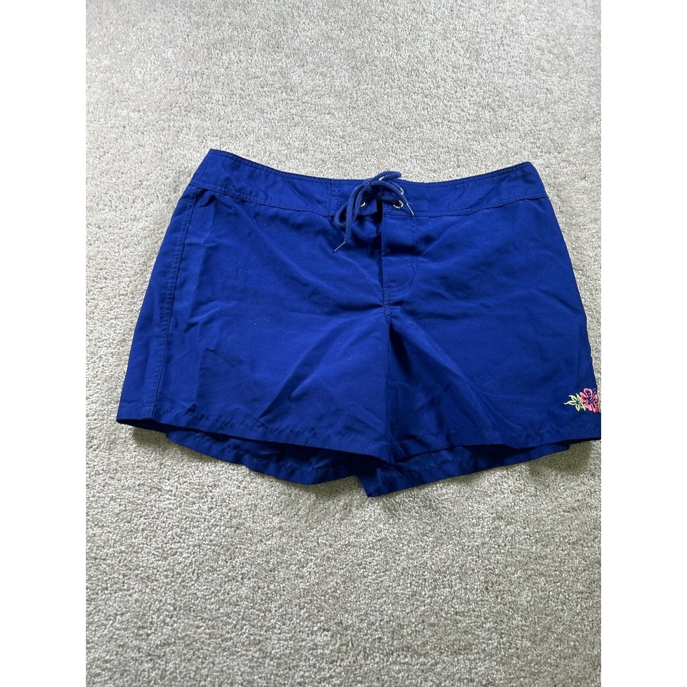 Outlooks Women's Blue Shorts Medium Polyester‎ Floral Embroidered